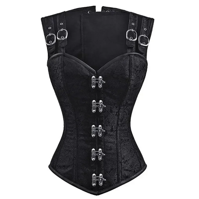 Steampunk Corset Top Sexy Women Shoulder Straps Gothic Bustier Corsets Overbust Jacquard Vintage Corselete Vest Plus Size