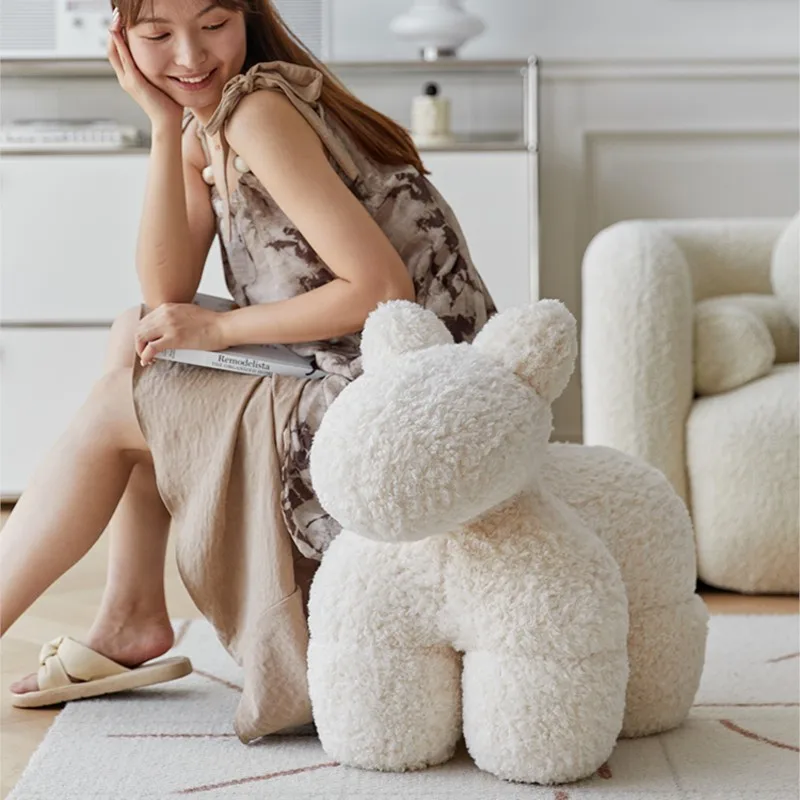 MOMO Cashmere Pony Chair Celebrity Solo Sofa Chair Leisure Low Stool Household Animal Seat Stool Decoration Nordic Pony Chair