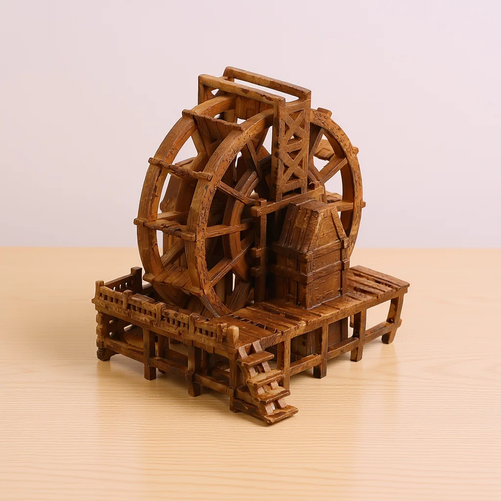 

Miniature Waterwheel Resin Decoration Intricate Chinese Pavilion Style Aquarium Fish Tank Landscaping Water Movement
