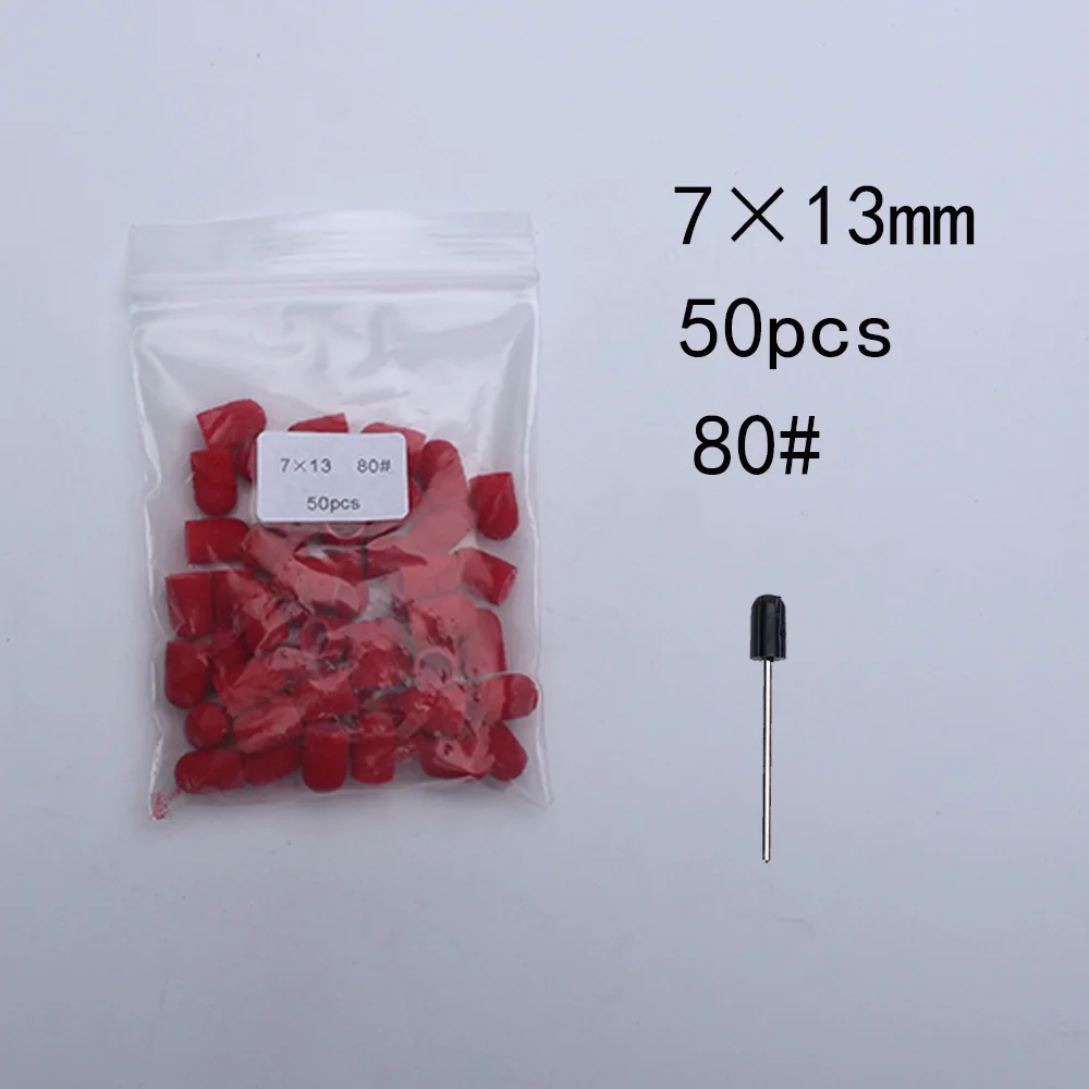50 Stück Nagelschleifkappen mit Gummi-Pediküreblock – elektrische Bohrer für Fußnägel und Polieren.