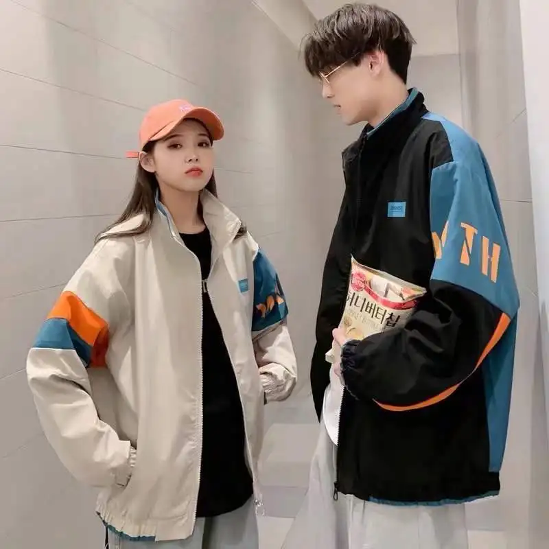 

Men's Spring Autumn Long Sve Stand Collar Jaet Straight Hemline Harajuku Sle Casual Outerwear Faionable And ular