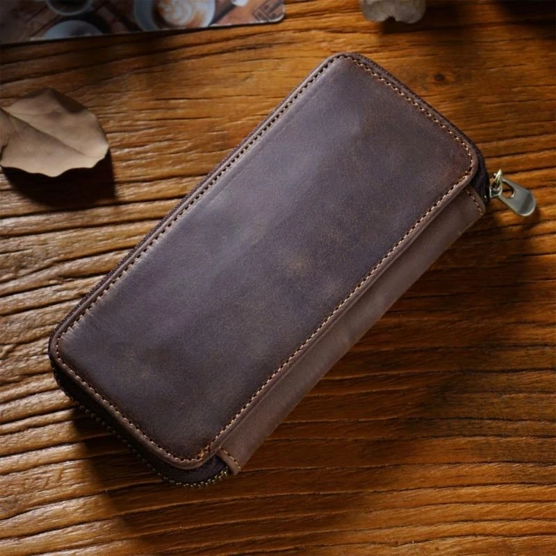 Y1UB Fountain Pen Holder Case Hard Shell Leather Pencil Case Zipper Pen Case 3 Pen Slots Large Compartment for Pen Cash Cards