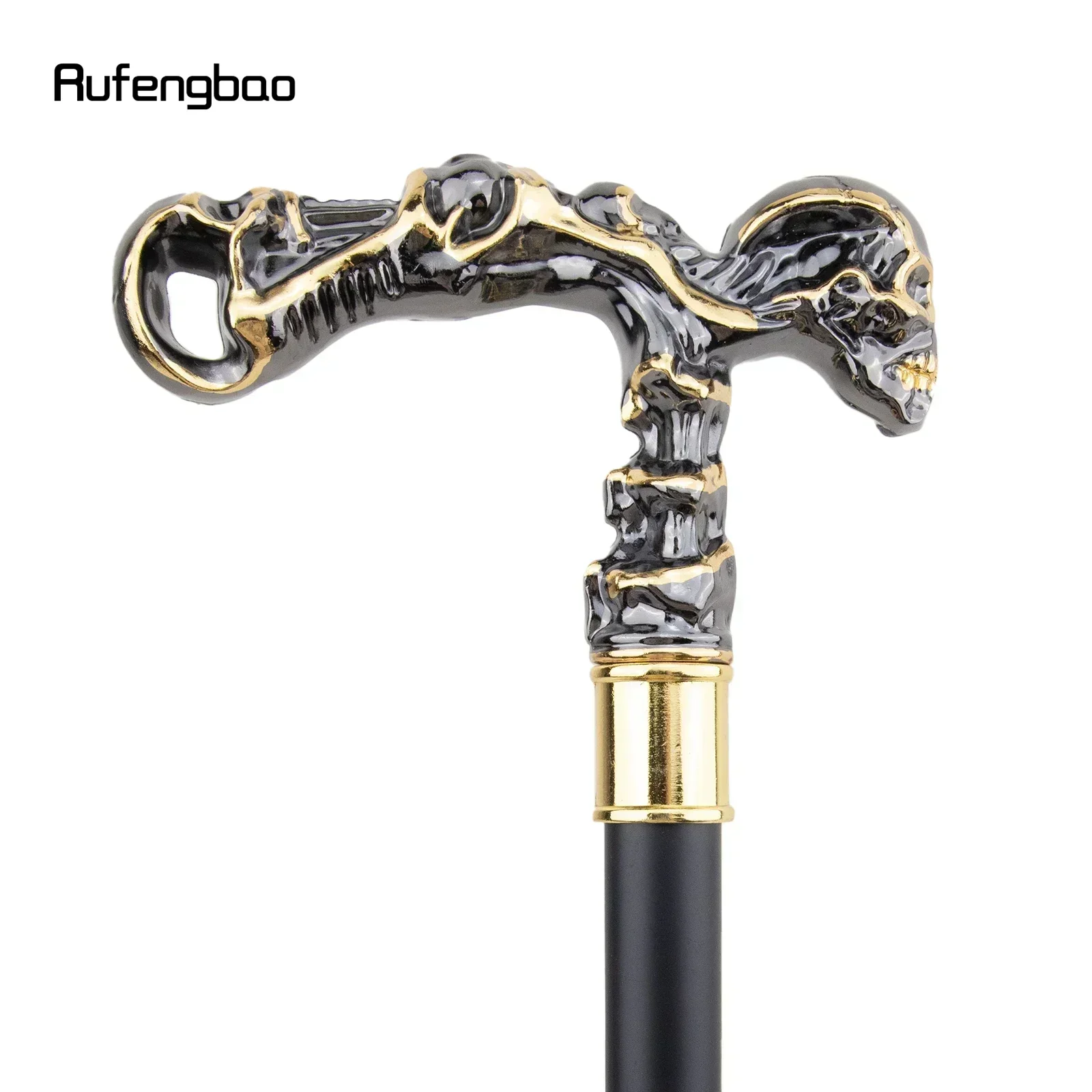 Golden Black Skull Walking Stick Decorative Vampire Cospaly Vintage Party Fashionable Walking Cane Halloween Crosier 93cm view 3