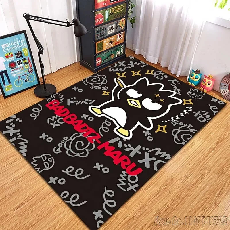 Karpet motif kartun Bad Badtz Maru Sanrio, karpet motif untuk ruang tamu, Kamar tidur, dekorasi rumah, karpet bermain anak-anak, keset anti licin