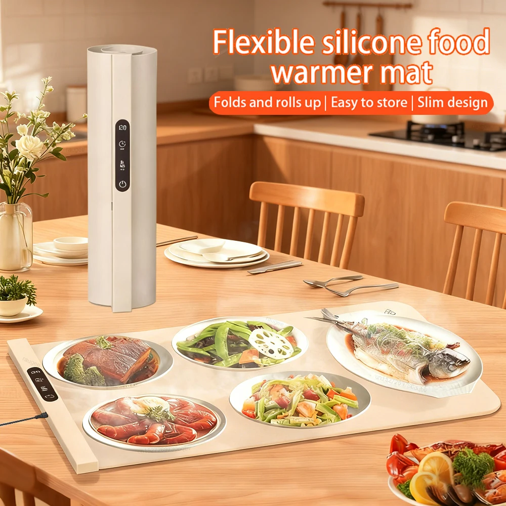 جهاز تسخين الطعام الكهربائية الغذاء الاحترار لوحة طوي جهاز تسخين الطعام حصيرة التدفئة السريعة الكهربائية الاحترار صينية 6 إعداد درجة الحرارة جهاز تسخين الطعام #1