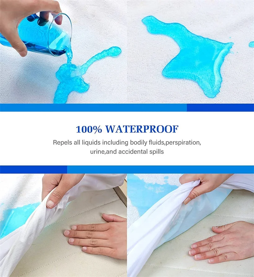 Fitted Sheet Waterproof Six-Sided With Zipper Mattress Cover Cartoon Printed Bed Cover Deep Pocket for 10/15/20/25cm Bedspreads - Image 3