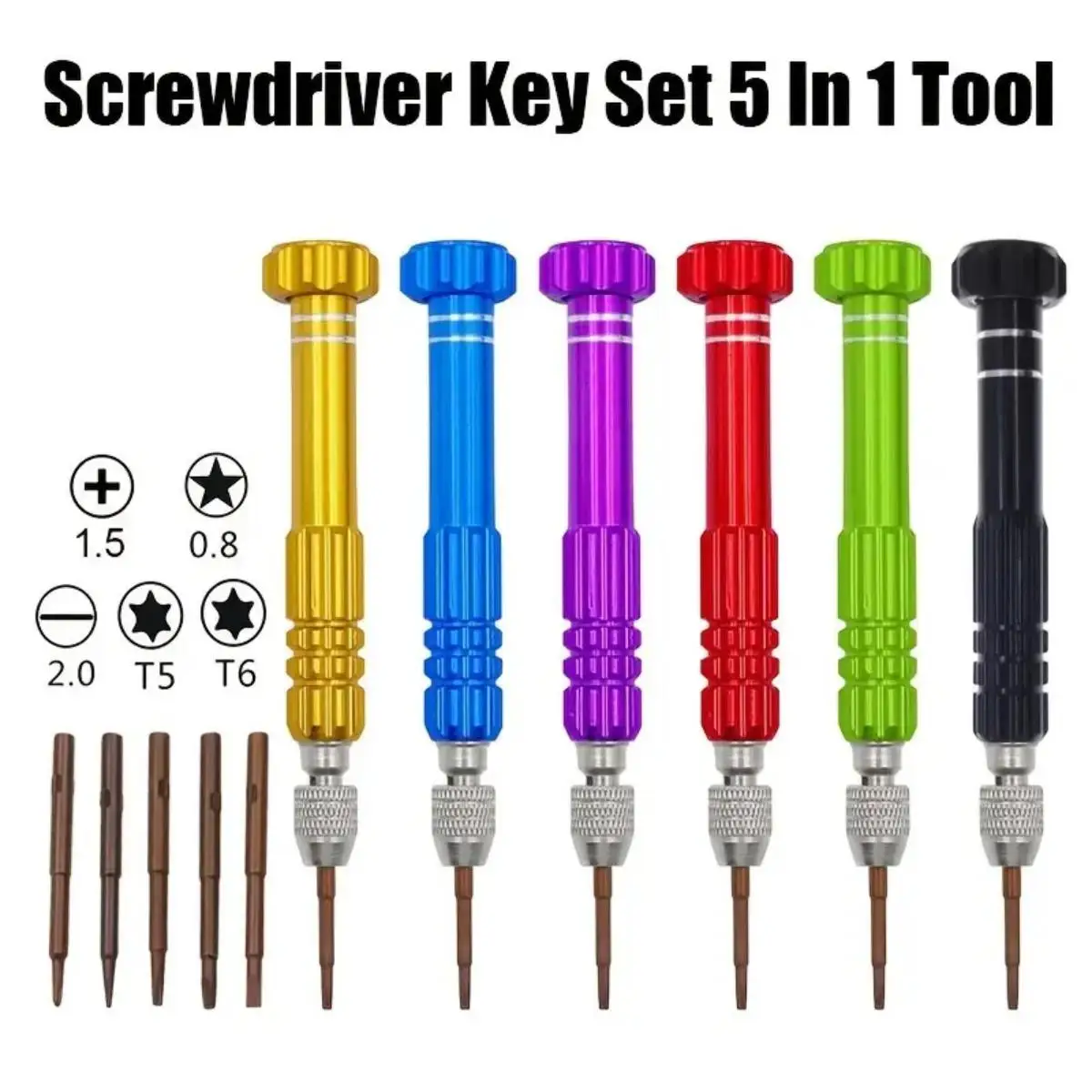 1pc 5-in-1 Multifunctional Small Screwdriver Kit Repair Tool for Eyeglass, Sunglasses, Electronics, Cellphone, Jewelry 공구 안경플라이어