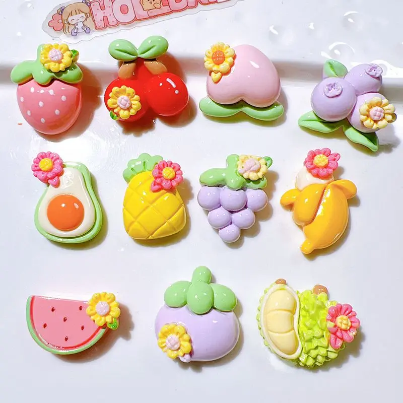 10 Stück neue süße Wassermelone, Erdbeere, Traube, Kirsch frucht flache Rückseite Harz Scrap booking DIY Schmuck Handwerk Dekoration Zubehör