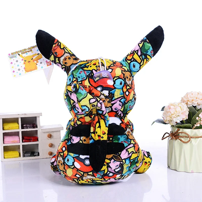 Pokemon Dark Lightning Graffiti Pikachu Pichu Cute Cartoon Anime Figure Stuffed Plush Dolls Toys Girl Kids Birthday Xmas Gifts