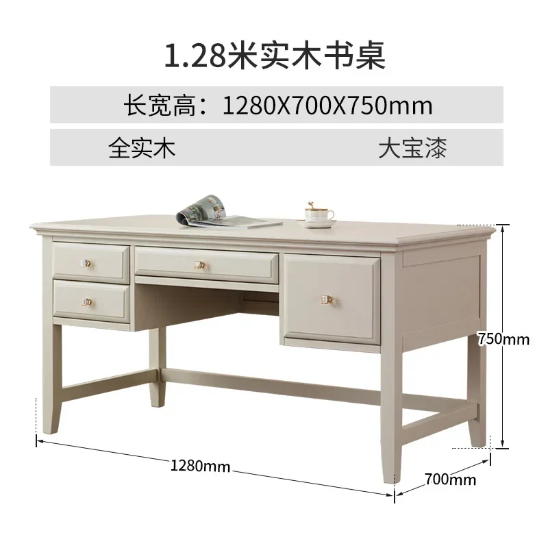 

smt1 American Mediterranean pastoral cream style all solid wood desk bookcase combination home study table