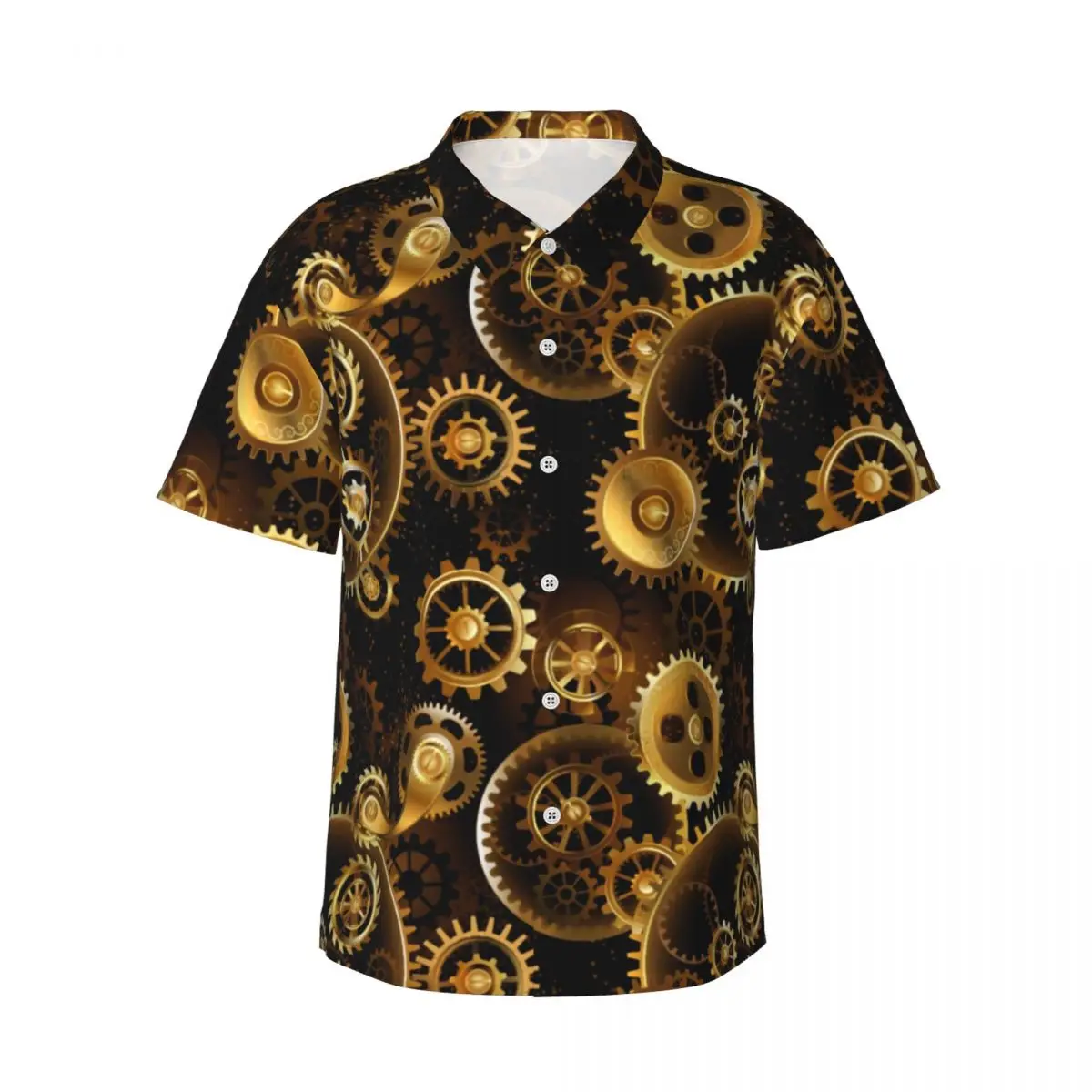 

Пляжная рубашка в стиле стимпанк в стиле ретро с латунными шестернями и принтом, летние повседневные рубашки, мужские винтажные блузки с коротким рукавом, дизайнерская одежда в стиле Харадзюку