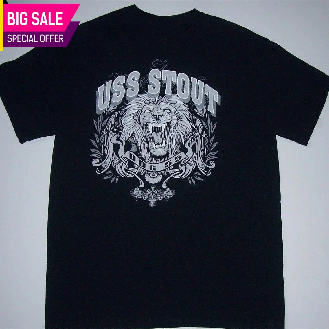 Vintage USS Stout DDG 55 Destroyer T-Shirt 100% Cotton O-Neck Summer Short Sleeve Casual Mens T-shirt Size S-3XL