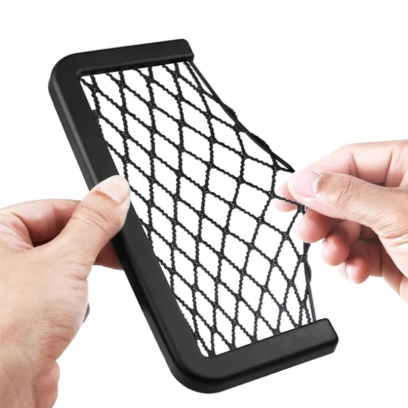 1PCS Universal Car Organizer Storage Bag Auto Paste Net Pocket Phone Holder Car Accessories Interior Storage Accessories