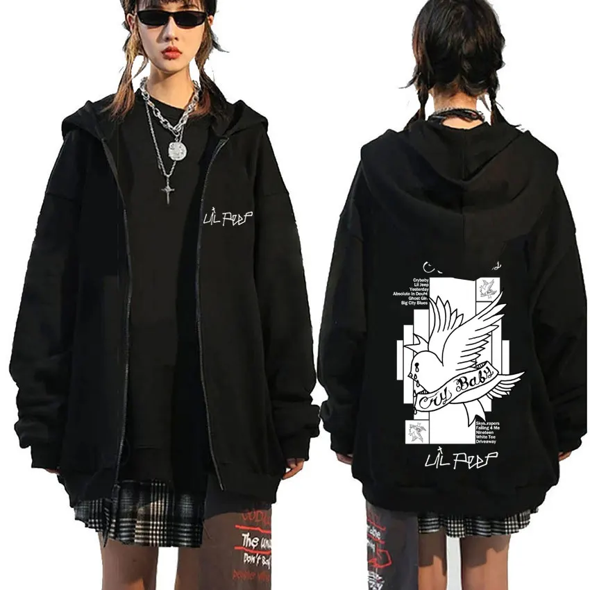 

Rapper Lil Peep Crybaby Album Merch Zipper Hoodie Men Women Hip Hop Fashion Casual Zip Up Jacket Man Oversized Zip Up Sweatshirt