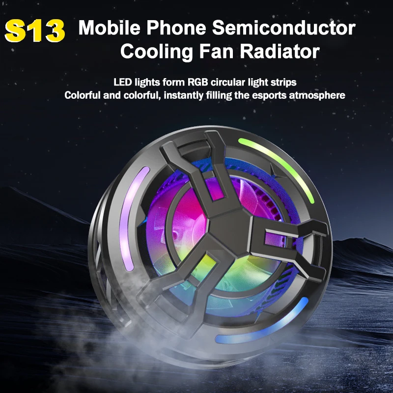 

S13 Mobile Phone Cooler Semiconductor Fast Cooling Fan Radiator For IPhone Android Tablet Universal PUBG Magnetic Cool Heat Sink