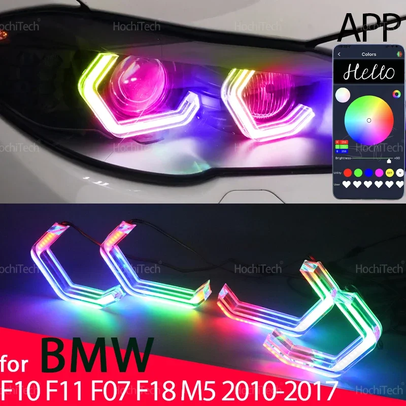 

For BMW 5 Series F10 F11 F07 F18 2010-2017 Dynamic Car-styling multi-colored App control LED Rings M4 Style turn signal Light