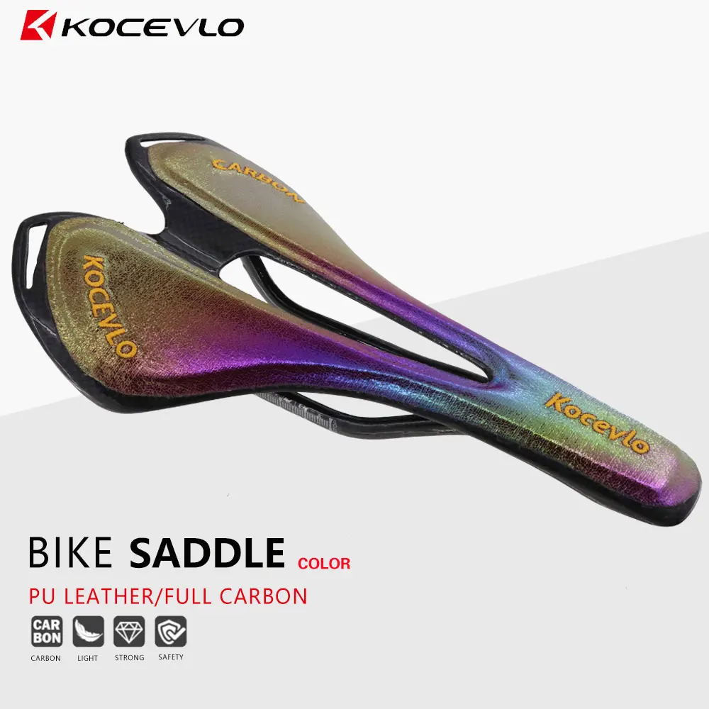 Kocevlo carbon saddle PU leather saddle multicolor MTB road folding bicycle saddle seat cycling bike seat road mtb bike parts