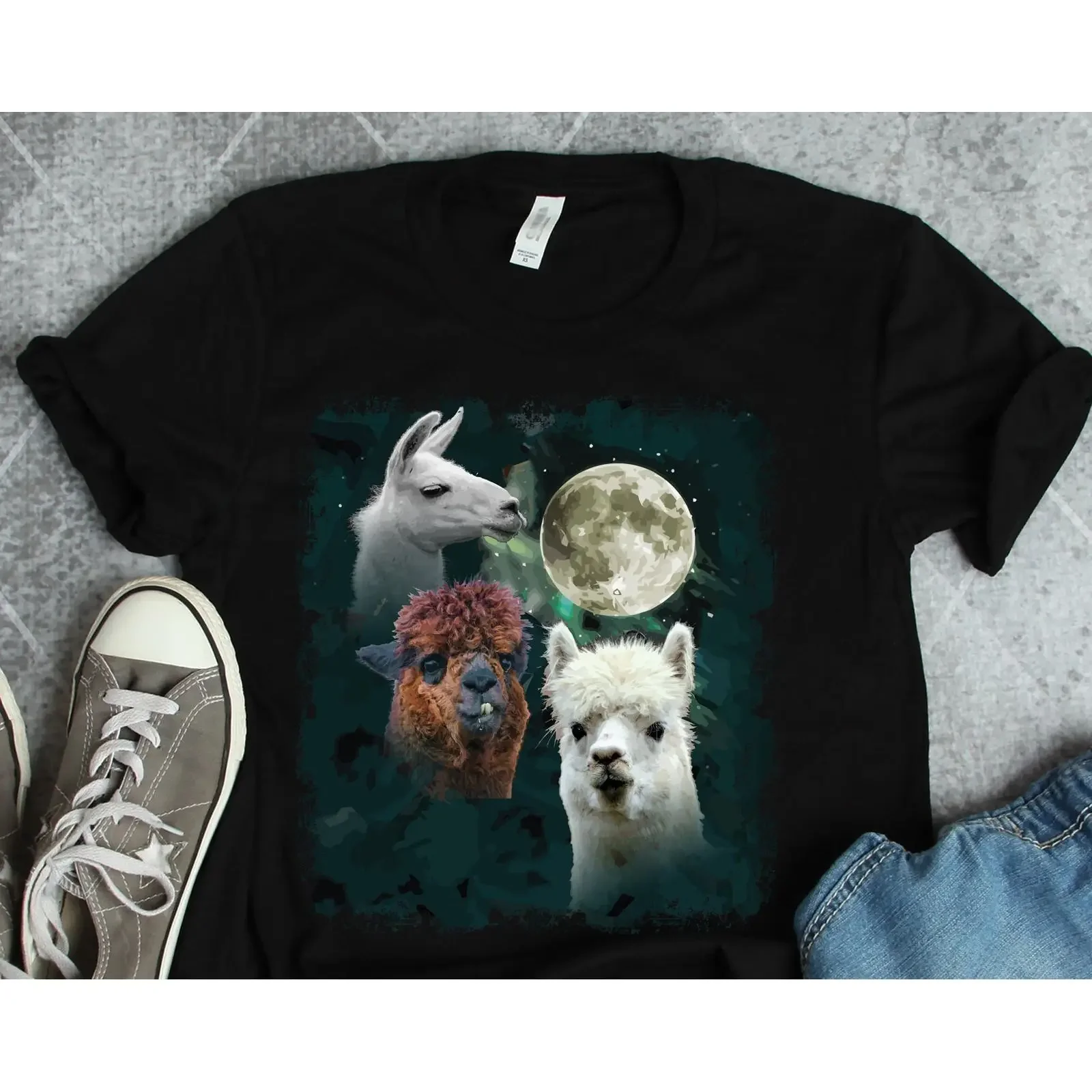 Llama Moon T Shirt s Art Animal Lover vintage Washed Casual Unisex Versatile fashion Soft designer clothes Stylish graphic