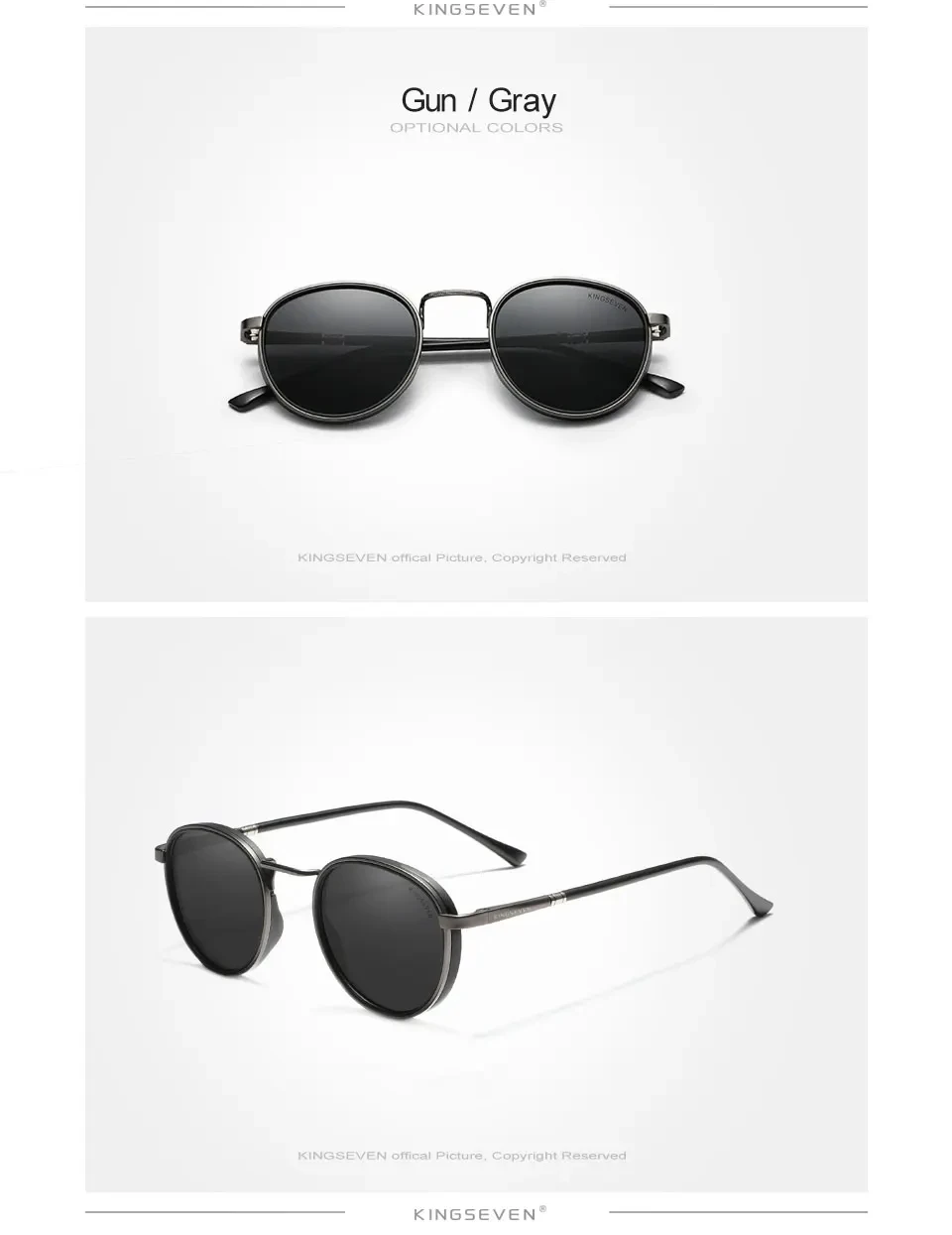 KINGSEVEN Runde Rahmen Sonnenbrille Für Männer Polarisierte UV400 Luxus Marke Design Vintage Frauen Brillen Schützen Hohe Qualität Gläser – Detail 5