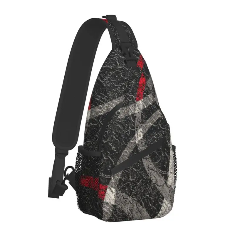 Modern Abstract Circles Geometric Sling Crossbody Backpack Men Black Red Geometry Shoulder Chest Bag for Cycling Camping Daypack