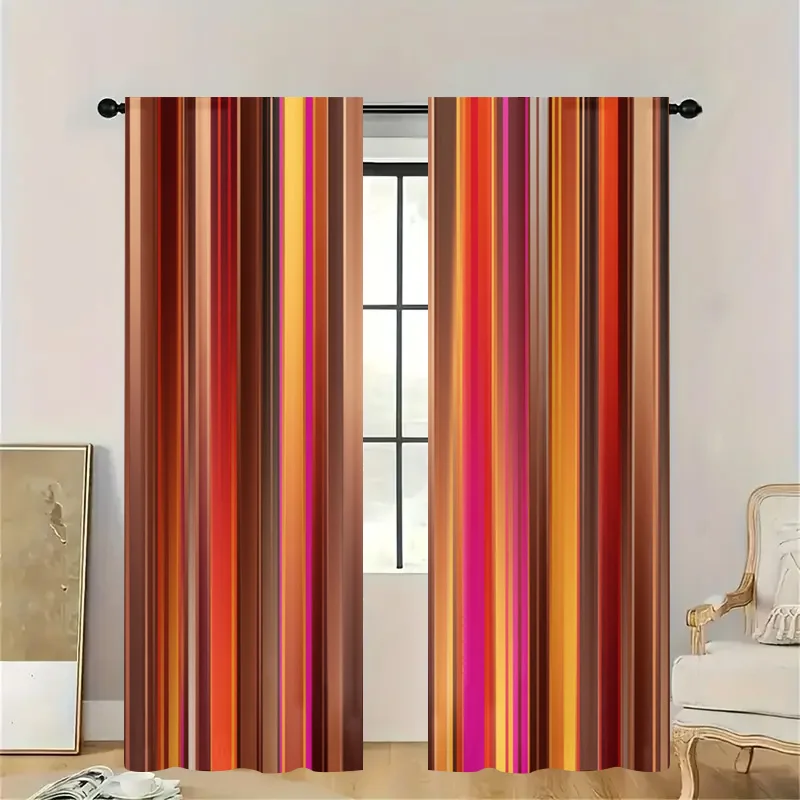 Vibrant Striped Window Curtains Semi-Sheer Light Filtering Drapes for Living Room Kitchen Bedroom Modern Home Decor Decorative C