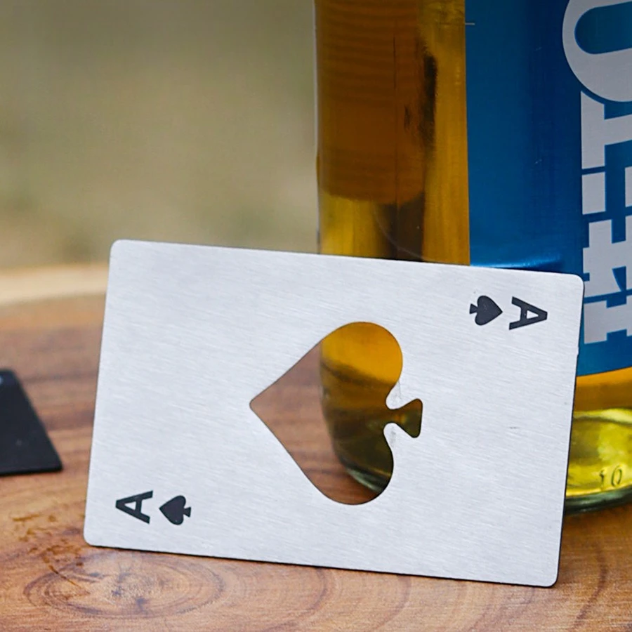 Poker Spades Card Bottle Opener,Stainless Steel Beer Bottle Opener, Portable Wallet Pocket Beverage Opener, Creative Party Gift