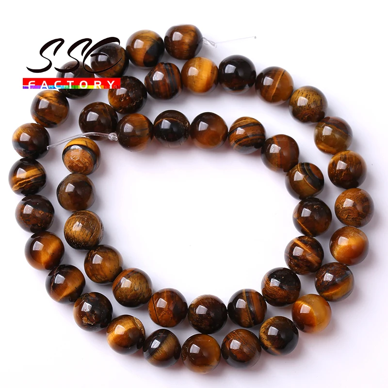 Natural Iron Brown Tiger Eye Stone Round Loose Beads for Jewelry Making Diy Bracelets Necklaces Accessories 4 6 8 10 12 14mm 15“