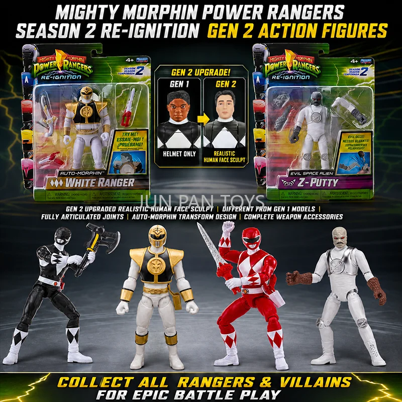 Figura de acción original Mighty Morphin Power Rangers Re-Ignition Gen 2, villano Z-Putty, juguetes coleccionables con accesorios, regalo para niños
