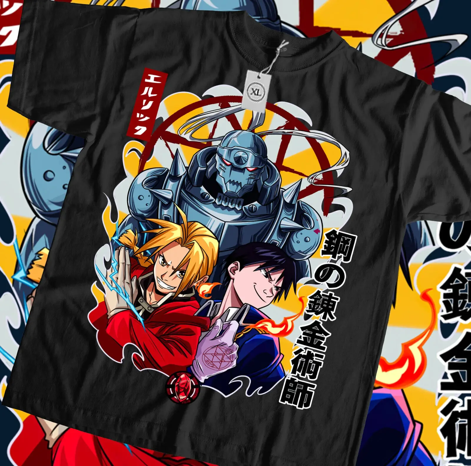

Fullmetal Alchemist Elric brothers New T-shirt Anime Tee All Size Black