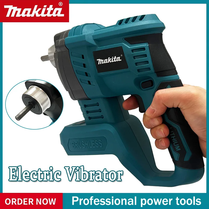 Makita-vibrador de hormigón eléctrico inalámbrico, compactador de hormigón, herramienta eléctrica de mezcla de alta potencia sin escobillas para batería de 18V