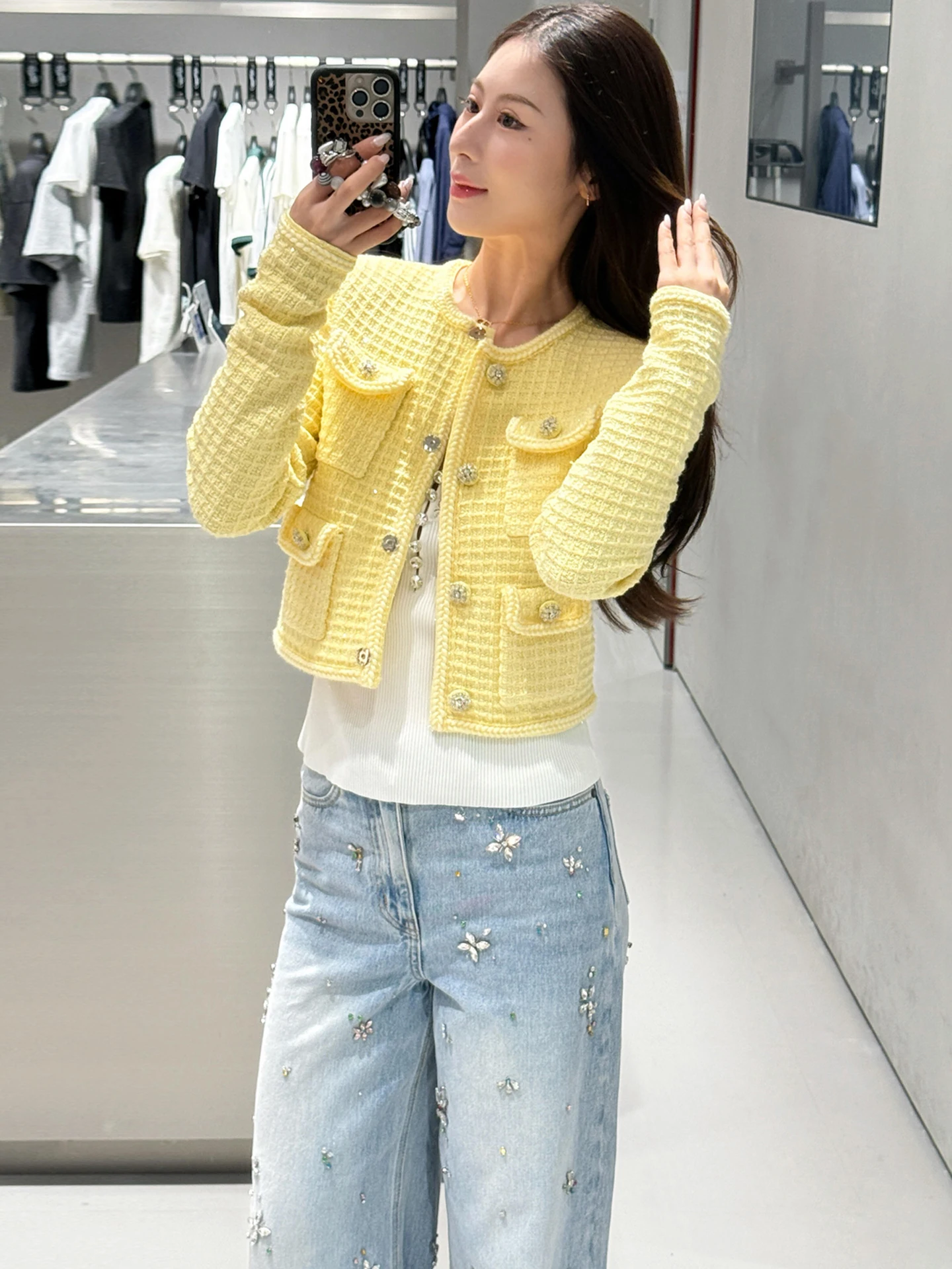 

Премиальный женский вязаный кардиган-пальто с вафельным узором, длинными рукавами, круглым вырезом, укороченный, зимняя верхняя одежда