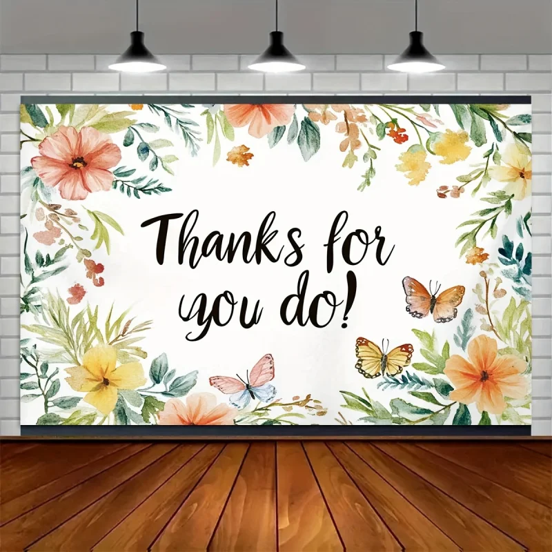 قطعة واحدة من نمط الأزهار الأنيق "شكرًا لدعمكم!" مناسبة لدعائم كشك الصور، والحفلات