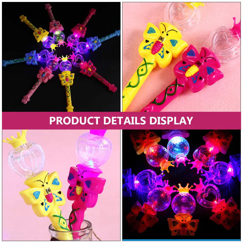 

6Pcs LED Light Up Glow Flashing Butterfly Heart Shapes for Concert Dance Party Kids Performance Props