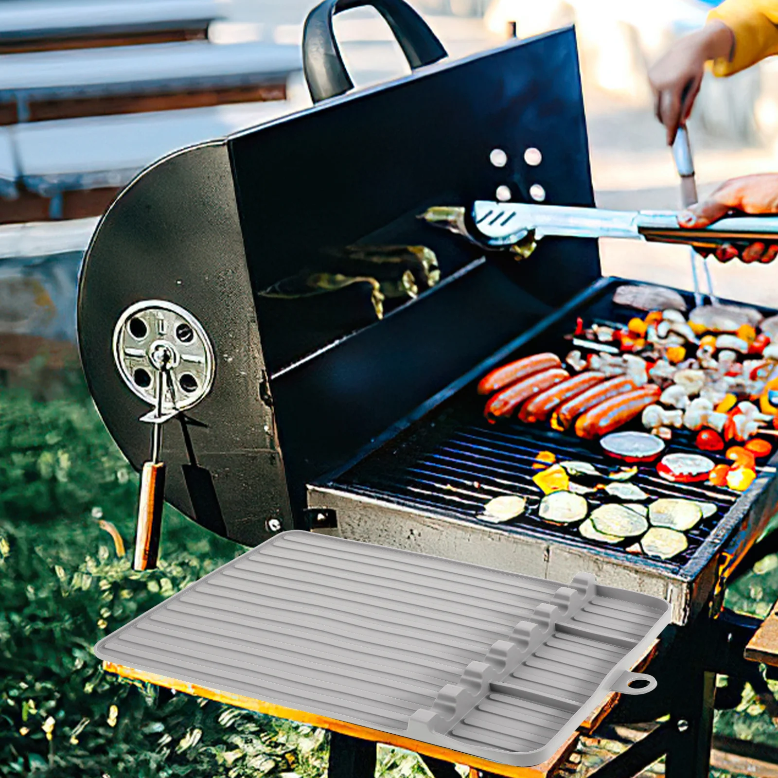 

Silicone Grill Side Shelf Mat Bbq Tools Rest Heat Resistant Kitchen Countertop Organizer Silicone Griddle Tool Pad