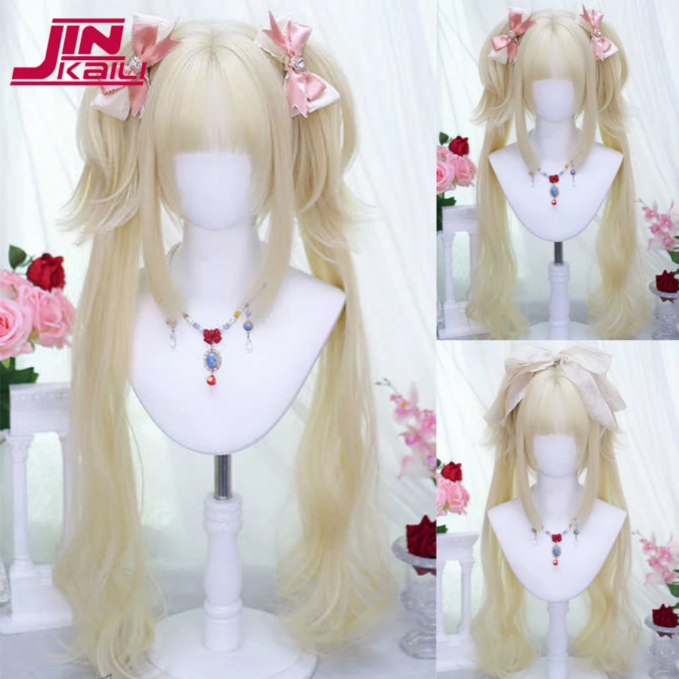

Synthetic Black Wig with Long Ponytail Short Straight Wig Lolita Cosplay Party Harajuku Blonde Wig With Bangs for Women LM
