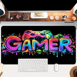 Großes Gaming-Mauspad, schwarz, leicht, Schreibtischunterlage, rutschfeste Gummiunterseite, Spielkonsolen-Design, Schreibtischunterlage, Gamer, Büro, Gaming-Zubehör