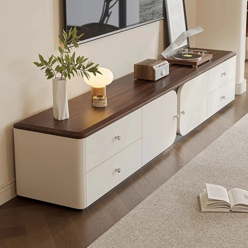 

Luxury Modern Minimalist TV Cabinet for Living Room Home-use Floor-standing Retro-style TV Table with Storage and Shelving