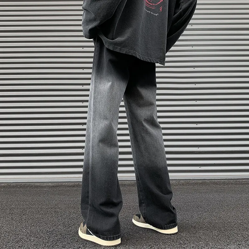 Baggy Black Jeans Men Retro Blue Straight Jeans Men Streetwear Hip-hop Loose Wide Leg Jeans Mens Denim Trousers Plus Size 4XL