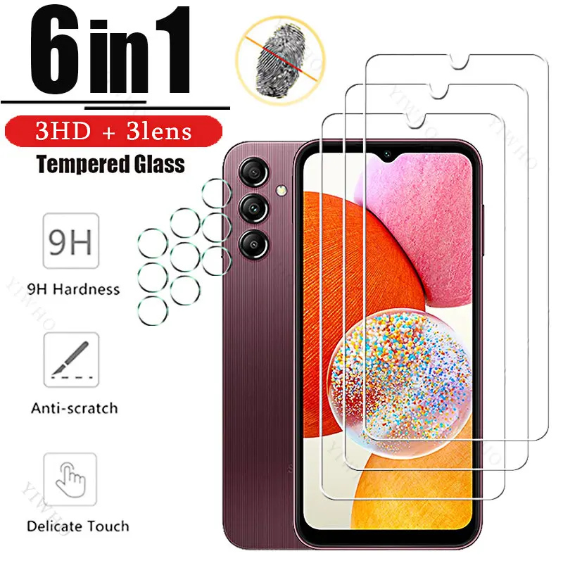 For Samsung Galaxy A14 4G 5G Full Glue Tempered Glass Black HD for Sumsung A 14 6.6