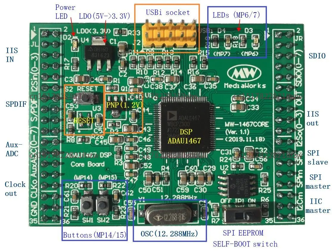 ADAU1467 ADAU1466 ADAU1452 Core Board (NEW)