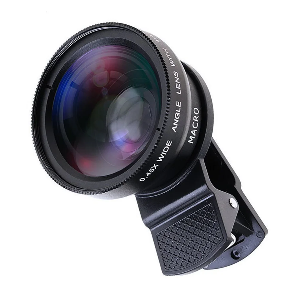 2 in 1 카메라 렌즈 범용 휴대 전화 전문 37MM 0.45X 49UV 슈퍼 광각 + 매크로 2-in-one 휴대 전화 렌즈