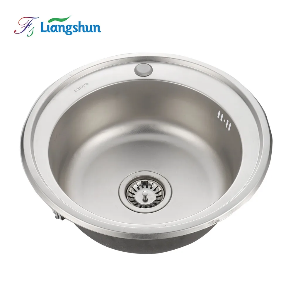 

LW-4848 Hot Sale Factory Direct Handmade Fancy Round Single Bowl Kitchen Sink Stainless Steel Wash Basin