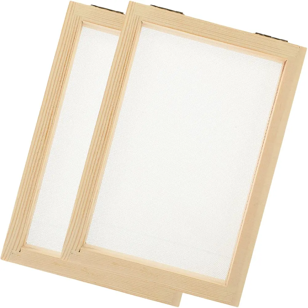 

2 Pcs Wood Picture Frame Material Package Papermaking Screen Pulp Deckle for Khaki and Small Office