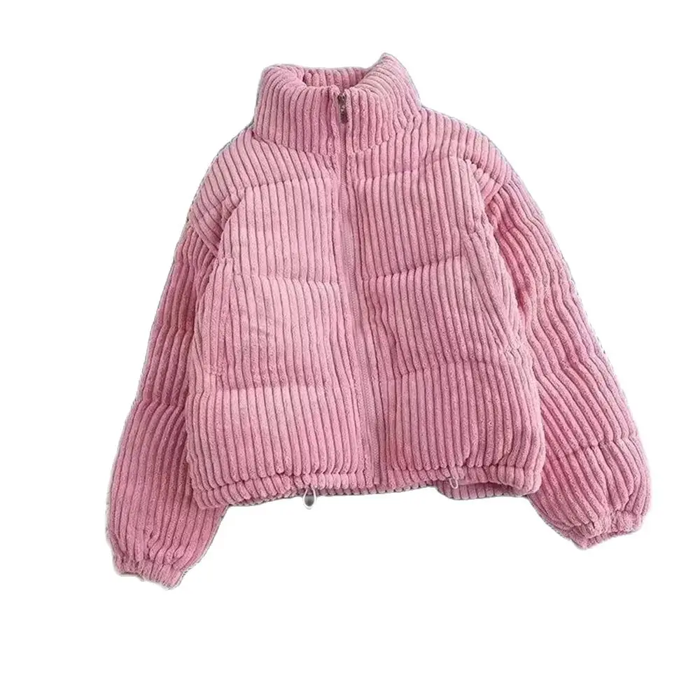 

Winter New Corduroy Warm Cotton-padded Jacket Women's Short Korean Version Of Loose Fashion Collar Students Casual Thick Coat.