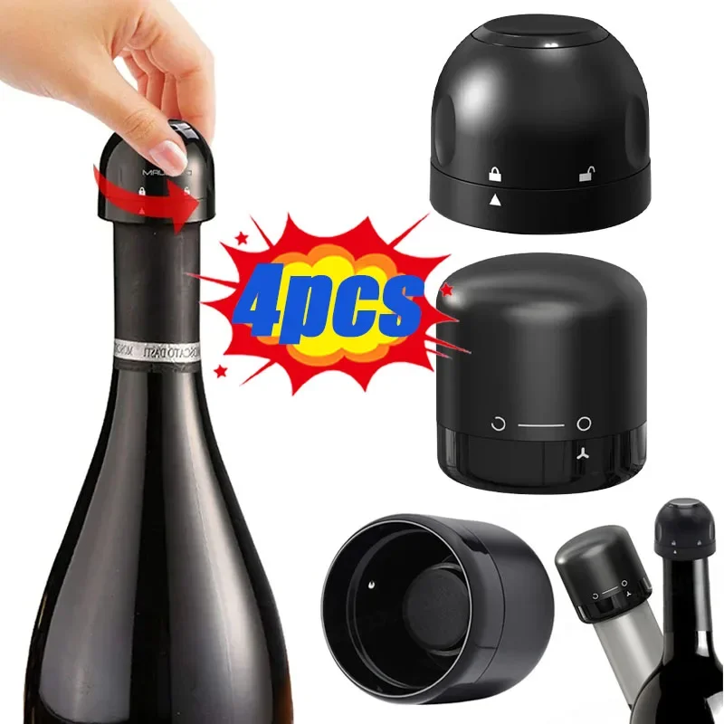 1/2/4PCS Vacuum Red Wine Bottle Cap Stopper Silicone Sealed Champagne Bottle Stopper Vacuum Retain Freshness Wine Plug Bar Tools