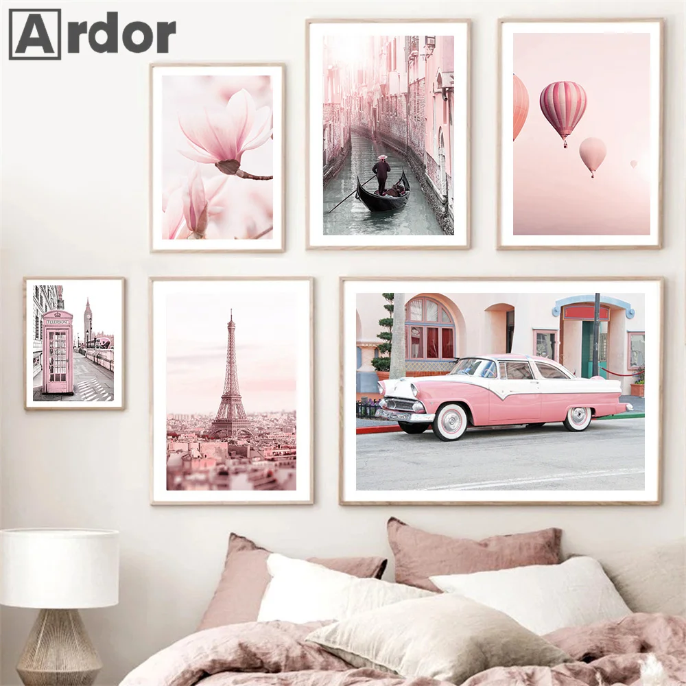 Paris Tower Coffee Old Car Bicycle Rose Tulip Flower Art Canvas Painting Nordic Posters And Prints Wall Pictures Bedroom Decor