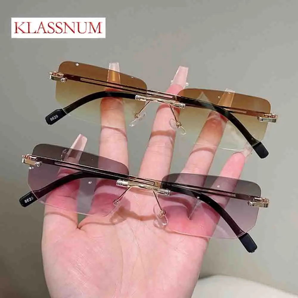

KLASSNUM 2026 Trendy Rimless Square Sunglasses Men Luxury Brand Designer Sun Shades Gradient Color Lens Uv400 Goggles wholesale