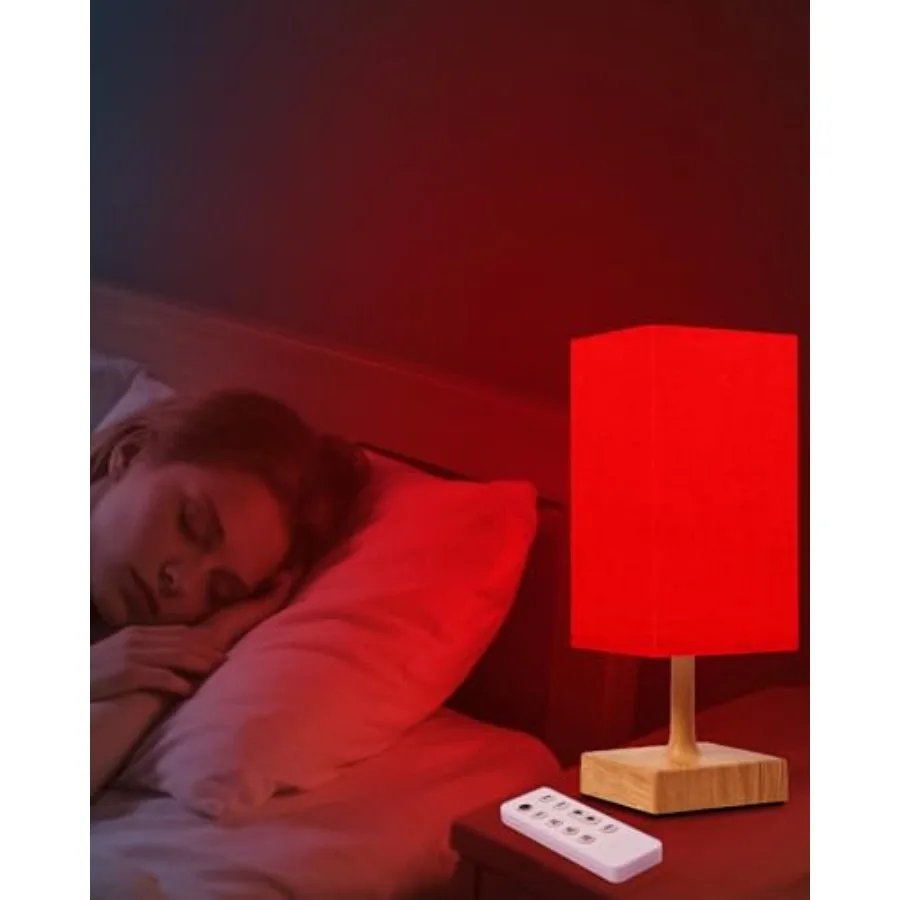 Red Light Night Light Lamp for Sleep, 670nm Red Nightlight Desk Lamp for Bedroom with Multi-Color and Brightness Options Remote