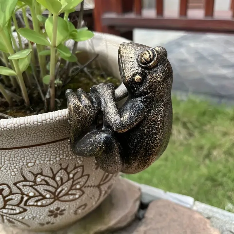 Charmante Frosch-Haken, Verspielte Gartendekoration, Lustige Hängende Blumentopf-Frosch-Statuen-Dekorationen Geeignet für Garten-Blumentopf-Dekoration und Aufhängungen – Detail 2