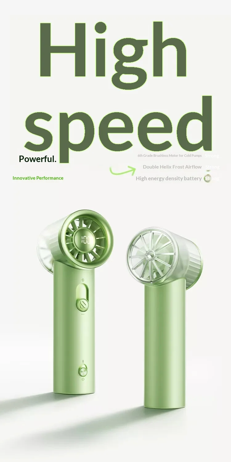 Ranvoo Fs2 Handheld Electric Fan Double Spiral Ice Cool Air Duct Handheld Electric Small Fan Reduce Noise Light Weight For Gifts